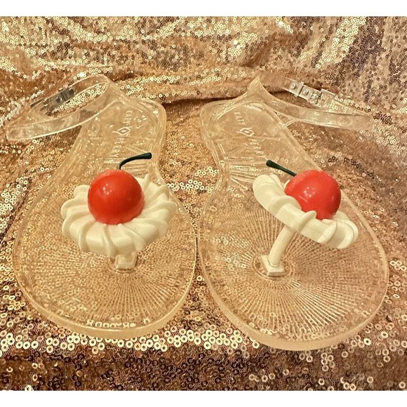 Geli Jelly  Sandal Cherry Red Katy Perry Women 8 Unique Pop Eclectic Novelty - Picture 2 of 6